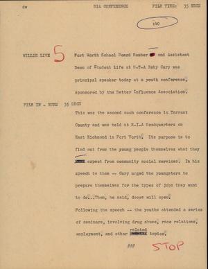 Primary view of object titled '[News Script: BIA conference]'.