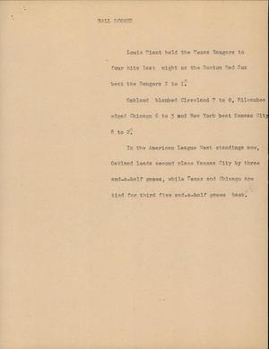 Primary view of object titled '[News Script: Ball scores]'.