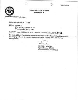 Candidate Recommendation - USAF -0036 - Attachment to March 10 Infrastructure Executive Council Meeting