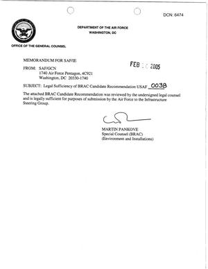 Candidate Recommendation - USAF -0038 - Attachment to March 10 Infrastructure Executive Council Meeting
