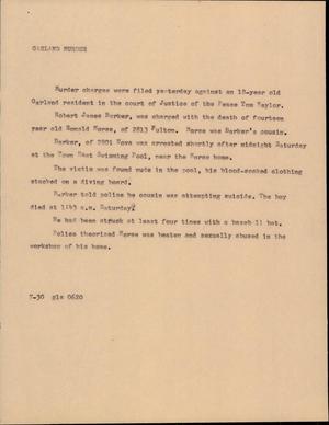 Primary view of object titled '[News Script: Garland murder]'.