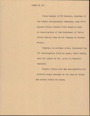 Primary view of object titled '[News Script: Probe of DPS]'.