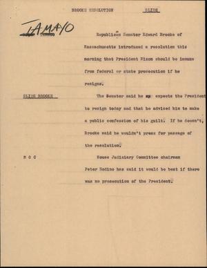 Primary view of object titled '[News Script: Brooke resolution]'.