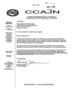 Letter from Kimberly Johnson of the CCAJN to Mr. William Fetzer dtd 30 July 2005