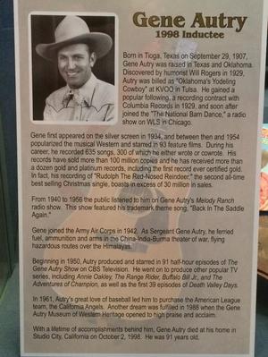 [Museum Label: Gene Autry - Hall of Fame Inductee (1998)]