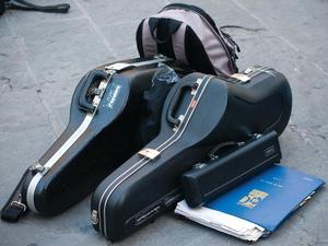 [Instrument cases at Umbria Jazz 2008]