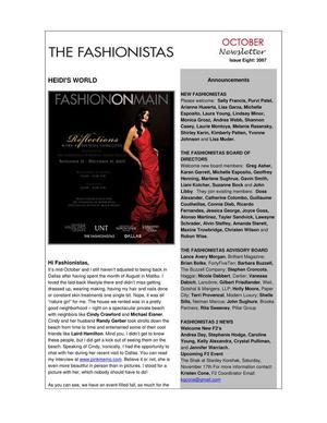 Primary view of object titled '[The Fashionistas Newsletter, October 2007]'.