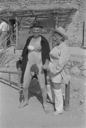 [Two people dressed in costumes at the Terlingua Chili Cook-Off]