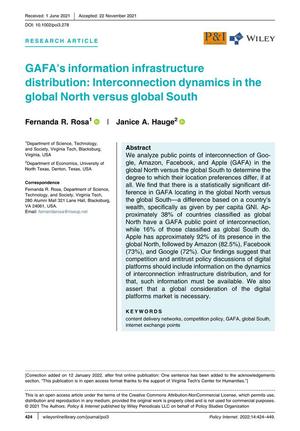 GAFA's information infrastructure distribution: Interconnection dynamics in the global North versus global South