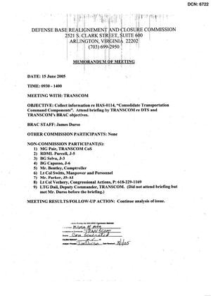 [Memorandum of Meeting: United States Transportation Command, June 15, 2005]