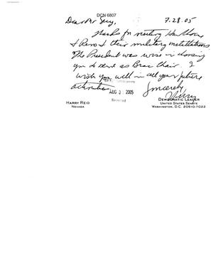 Executive Correspondence from Senator Reid, NV