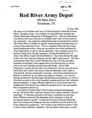 Community Correspondence - Letters from Cecil Parker Regarding Red River Army Depot