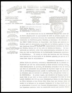 [Letter to José García Valseca from Pedro J. Gonzalez]