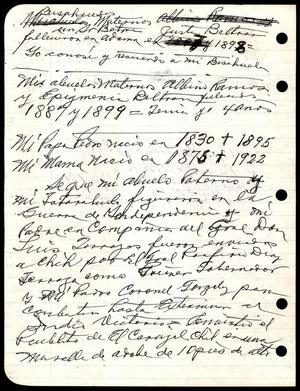 [Pedro J. Gonzalez, handwritten family history information, 1]