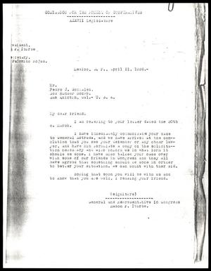 [Letter from Ramon F. Iturbe to Pedro J. Gonzalez]