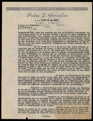 [Letter from Pedro J. Gonzalez to a radio announcer association, 1]