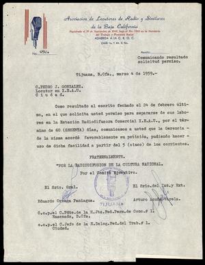 [Letter from a radio announcer association to Pedro J. Gonzalez, 6]