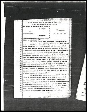Primary view of object titled '[Affidavit for Pedro J. Gonzalez against the people of California, 1]'.
