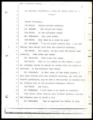 Primary view of object titled '[A court transcript for a case involving Pedro J. Gonzalez]'.