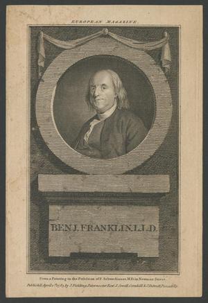 Primary view of object titled '["Ben J. Franklin L.L.D." engraving print]'.