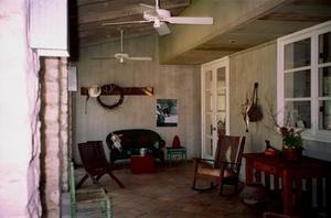 [A patio area at Roadrunner Farm]