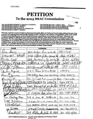 Community Correspondence - Petition to the 2005 BRAC Commission from Friends of the National Guards