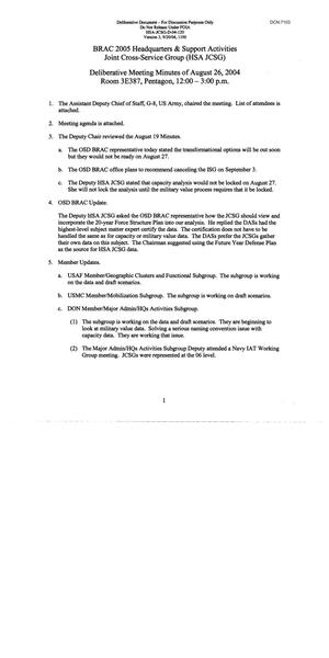 Deliberative Meeting Minutes of August 26,2004