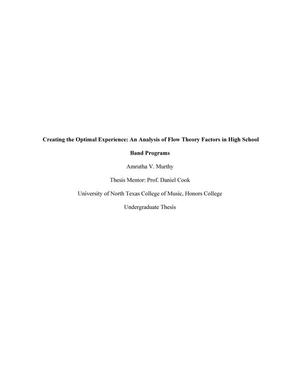 Creating the Optimal Experience: An Analysis of Flow Theory Factors in High School Band Programs