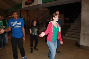 [Students Dancing in UNT Coliseum]