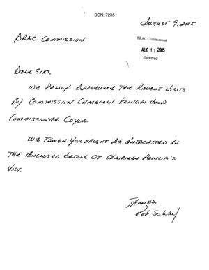 Letter from a citizen thanking the Commissioners for visiting Hawthorne and enclosing a news article