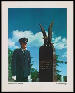 Primary view of object titled '[Academy Cadet at the eagle statue]'.