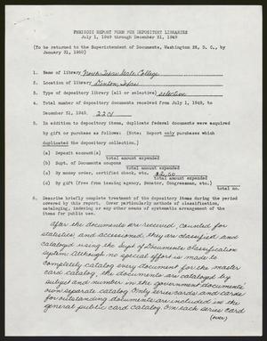 Primary view of object titled 'Periodic report form for depository libraries'.