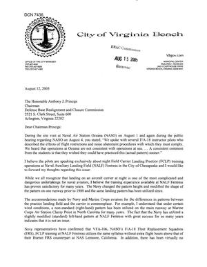 Executive Correspondence - Letter from Virginia Beach Virginia City Manager James K. Spore