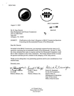 Coalition Correspondence - Letter from  New Jersey Commission Supporting Fort Monmouth