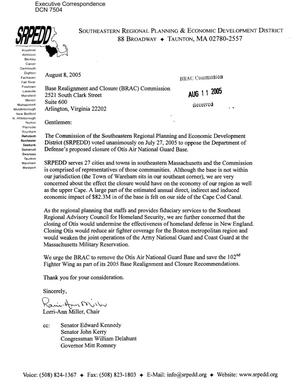 Coalition Correspondence – Letter dtd 08/8/2005 to all BRAC Commissioners from Lorri-Ann Miller