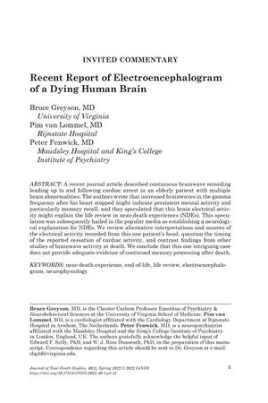 Recent Report of Electroencephalogram of a Dying Human Brain