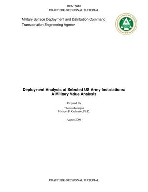 Deployment Analysis of Selected US Army Installations: a Military Value Analysis