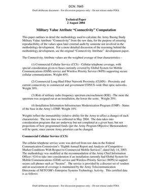 Technical Report - Military Value Atribute “Connectivity” Computation