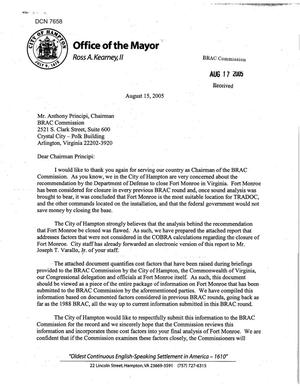 Executive Correspondence - Letter from Hampton Virginia Mayor, Ross A. Kearny