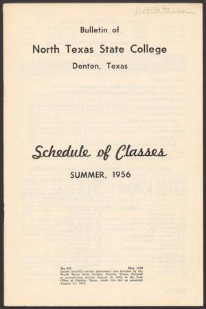 North Texas State College Schedule of Classes: Summer 1956