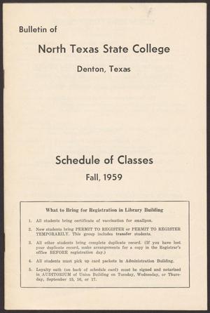 North Texas State College Schedule of Classes: Fall 1959