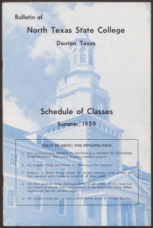 North Texas State College Schedule of Classes: Summer 1959
