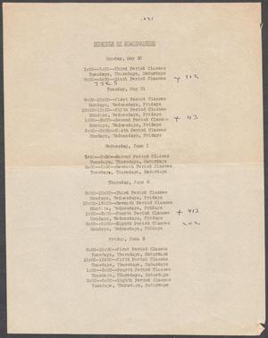 North Texas State Teachers College Schedule of Examinations: Spring 1931