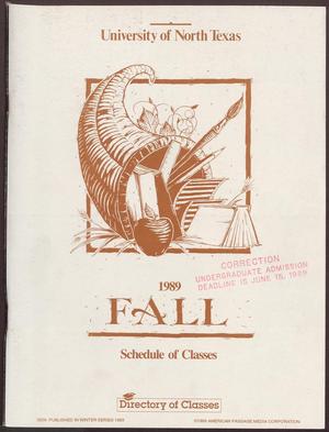 University of North Texas Schedule of Classes: Fall 1989