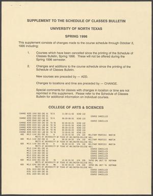 University of North Texas Schedule of Classes: Spring 1996