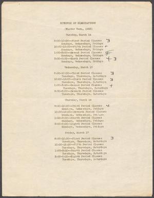 North Texas State Teachers College Schedule of Examinations: Winter Semester 1933