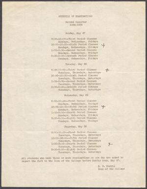 North Texas State Teachers College Schedule of Examinations: Second Semester 1934 - 1935