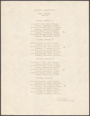North Texas State Teachers College Schedule of Examinations: First Semester 1936 - 1937
