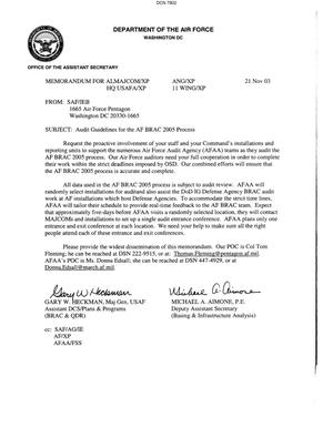 Memorandum dtd 11/21/03 for the ALMAJCOM/XP, ANG/XP, and HQ USAFA/XP from Deputy Assistant Secretary of the Air Force Michael Aimone and Assistant DCS/Plans & Programs Maj. Gen. Gary Heckman
