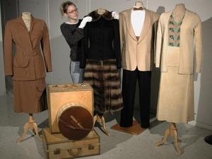 Primary view of object titled '[Student posing with Texas Fashion Collection garments]'.
